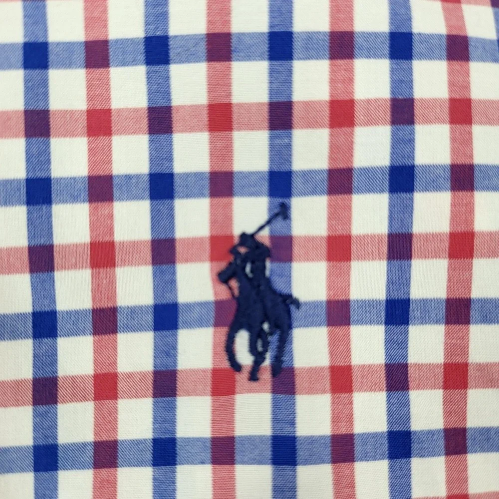 Polo Ralph Lauren Shirt Mens Big 4X Blue Check Long Sleeve Button Down Pony Logo